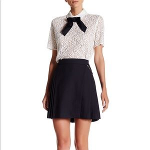 Kooples Dark Navy Wool Skirt with Chain